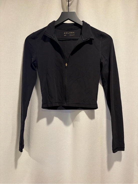 Aritzia Tops - Aritzia Golden Black Cropped Zip-Up Jacket